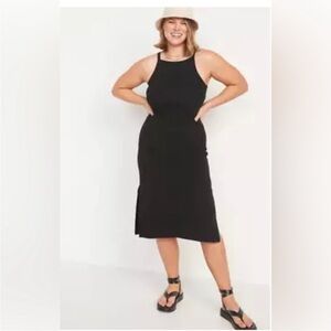 Old Navy Black Ribbed Midi Dress